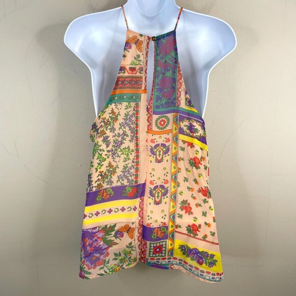 Womens Boho Chic Festival Top Size S Fairycore Floral Flowy Butterfly Naturecore - Picture 2 of 13